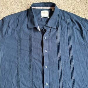 Scotch & Soda Button Down Guayabera Shirt XXL 2XL Blue